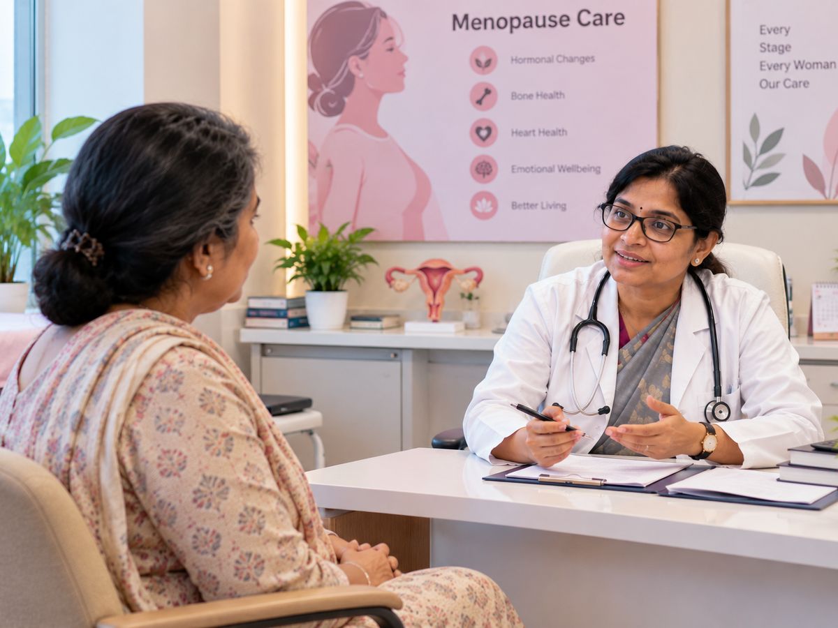 Doctor consulting mature woman